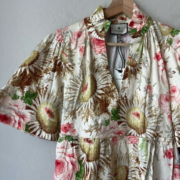 NEW Tuckernuck Dress Crawford Floral‎ Flutter Sleeve Sun Faded Mini Dress Size M - Picture 4 of 9